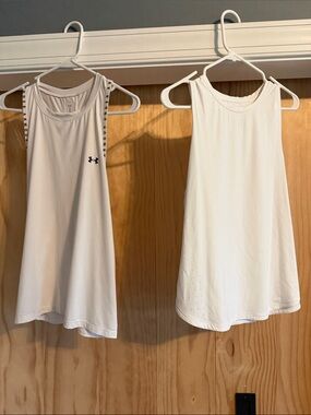 2 Under Armour White Women's High-Neck Performance Tank